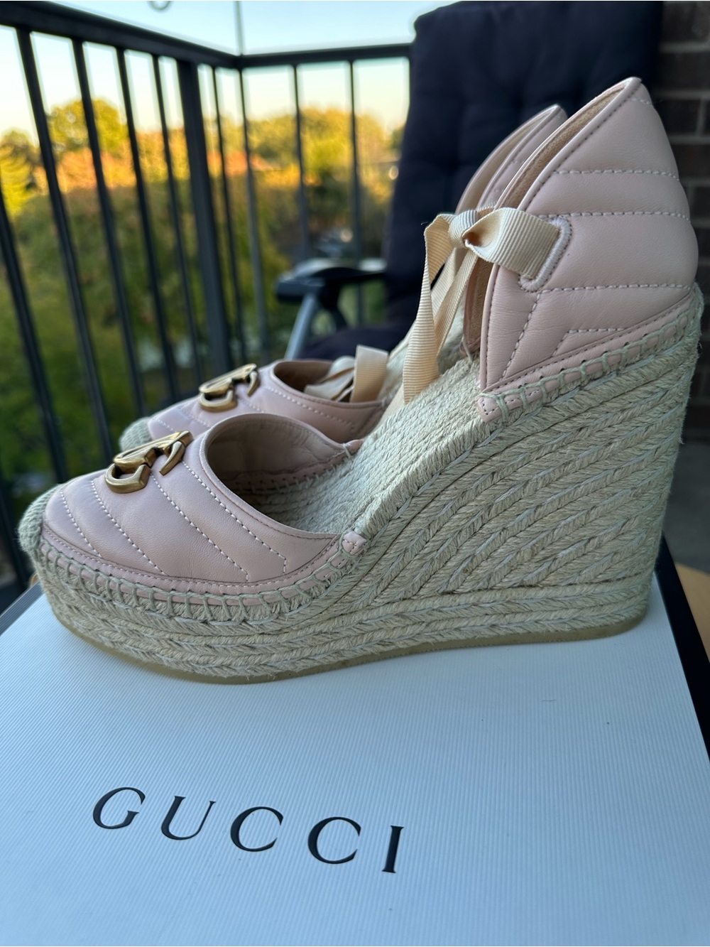 Gucci Charlotte GG Platform Espadrille Wedges – Size 40 - Picture 3 of 9